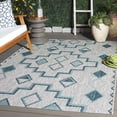 thumbnail image 2 of SAFAVIEH Courtyard Floella Geometric Indoor/Outdoor Area Rug, 4' x 5'7", Grey/Teal, 2 of 14