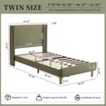 thumbnail image 6 of Zanmintaobo Twin Corduroy Platform Bed Frame with 42.5" Upholstered Wingback Headboard, Metal & Wood Slats,No Box Spring Needed,Turtle Green, 6 of 8