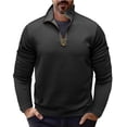 thumbnail image 1 of Blusa y camisa de manga larga con cuello alto para hombre, informal, de color liso, con cremallera, de poliéster, 1 of 6