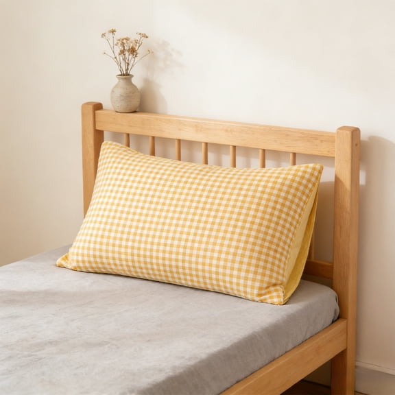 Plaid Pillowcase HODWIEQU Skin-Friendly Breathable, Extra Large For Adults Yellow Free Size