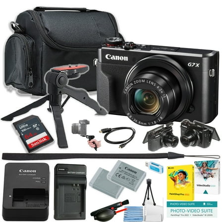 Canon PowerShot G7 X Mark III Digital Camera   64Gb Ultra Memory Card   Gripster Tripod   Camera Case   More (14pc Bundle)