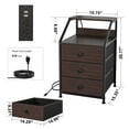 thumbnail image 2 of GUNAITO Nightstand Set of 2 with Charging Station Side Table with 3 Drawers End Table with Open Shelf Bedside Table with USB Ports and Outlets Nightstand for Bedroom,Brown, 2 of 7