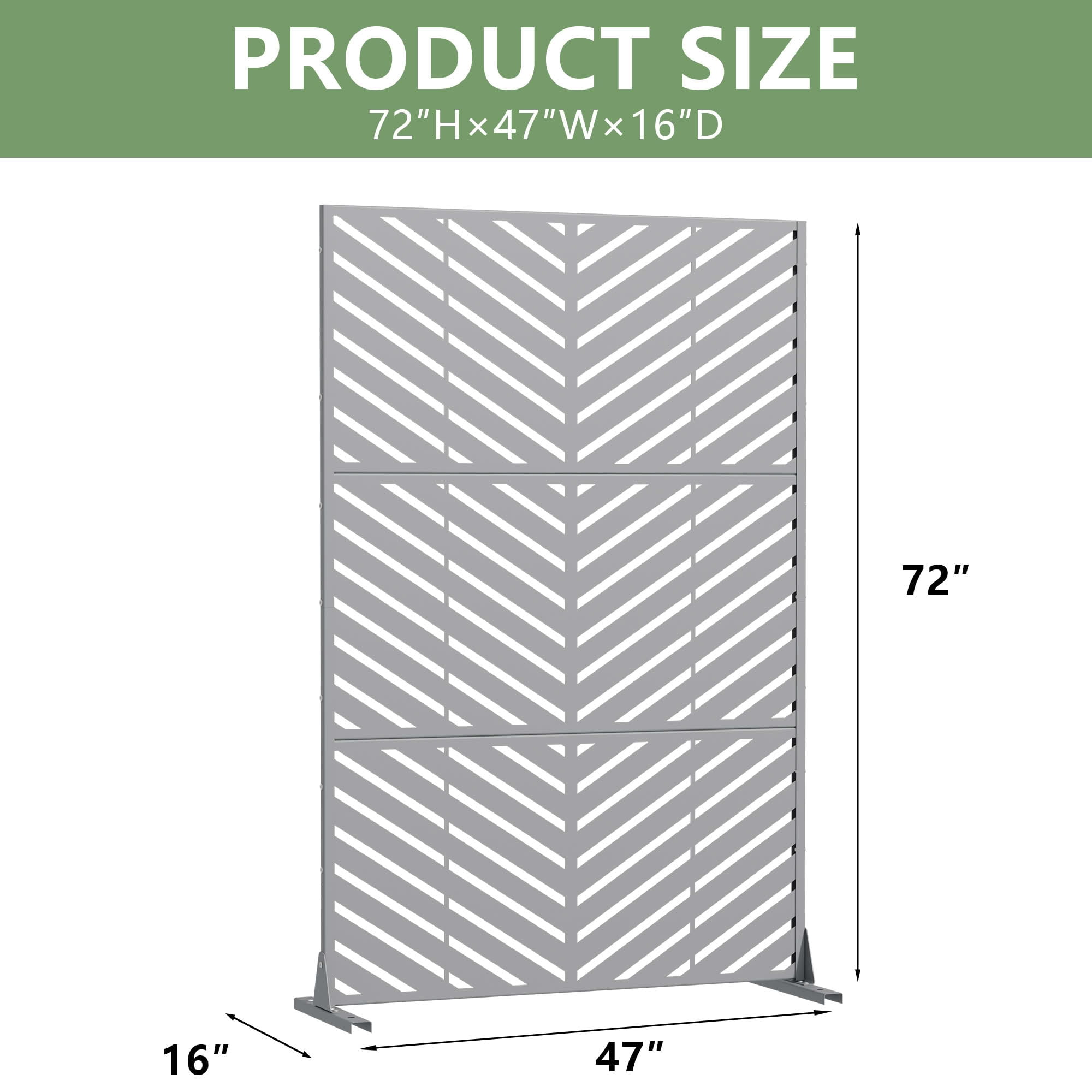 MAYEERTY 2-Piece Outdoor Metal Privacy Screen 6ft × 4ft Gray, 3-Panel Parallel Decorative Screen, Rust-Resistant for Patio
