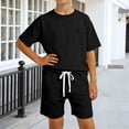 thumbnail image 4 of Kids Summer Outfits Short Sleeve Waffle Pocket Tshirts and Drawstring Shorts Back to School Clothes Boys Two Piece Outfit Size 1-13 Years, 4 of 4