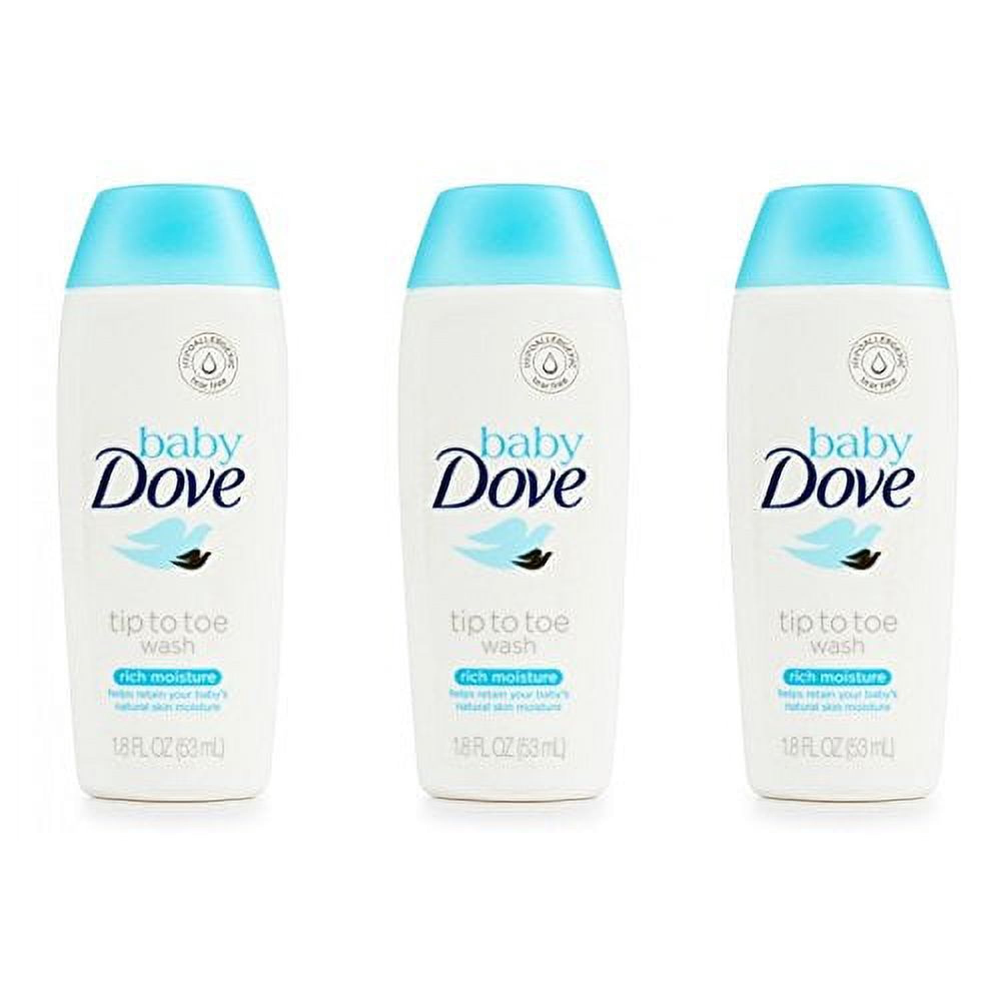 Baby Dove Body Wash Tip To Toe Sensitive Moisture 1.8 Oz Travel Size (Pack Of 3)