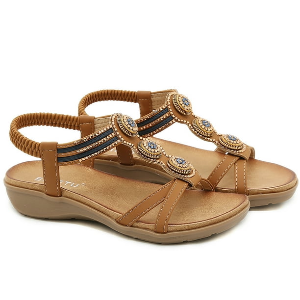 SWQZVT Women's Sandals Casual Flats Comfortable Bohemian Sandal with ...