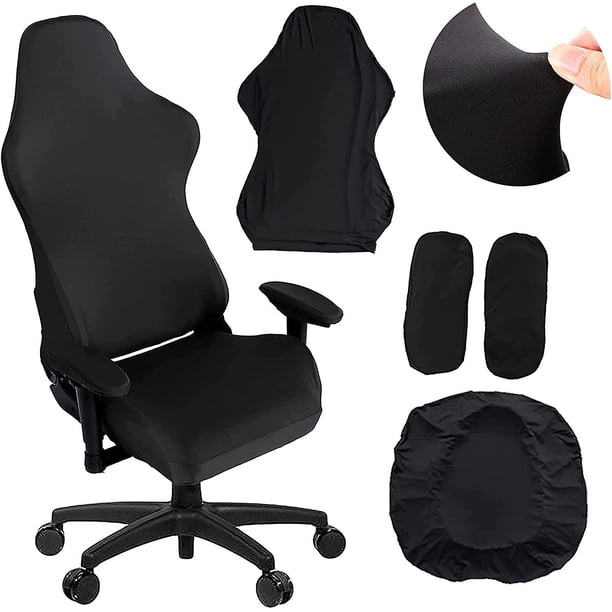 Set of 4 gaming chair covers with armrests/backrest for the office chair, cover for computer, racing, game, no, Black
