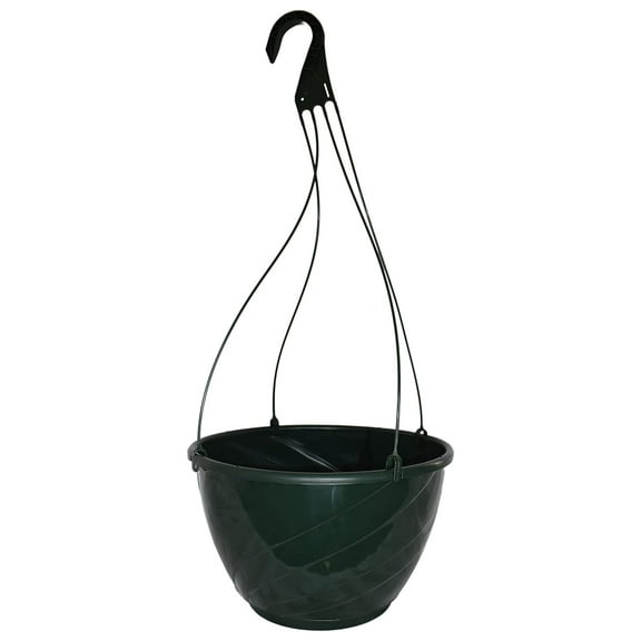 12" Diameter Dark Green Plastic Deco Swirl Hanging Basket by Drevy (5)