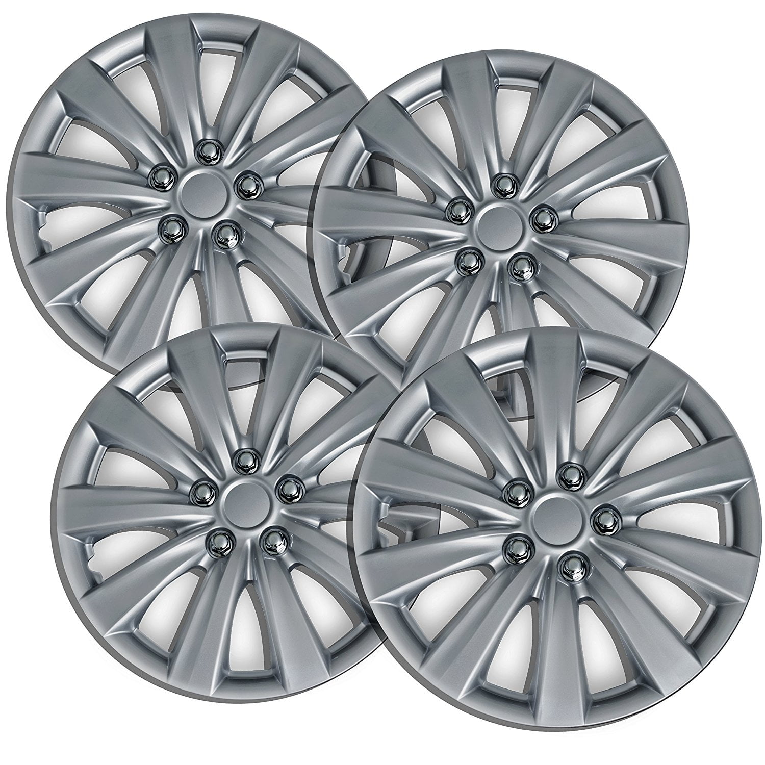 4 Pack 16 Inch Sporty Silver Hubcaps OEM Replacement Car Wheel Covers 