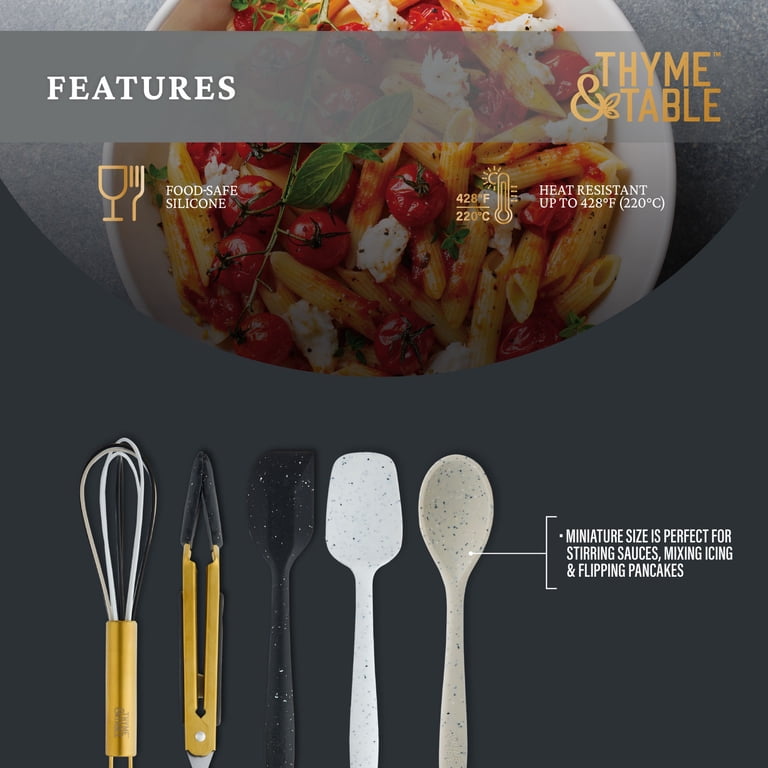 Thyme & Table Silicone Mini Kitchen Utensil Set, 5-Piece, Includes