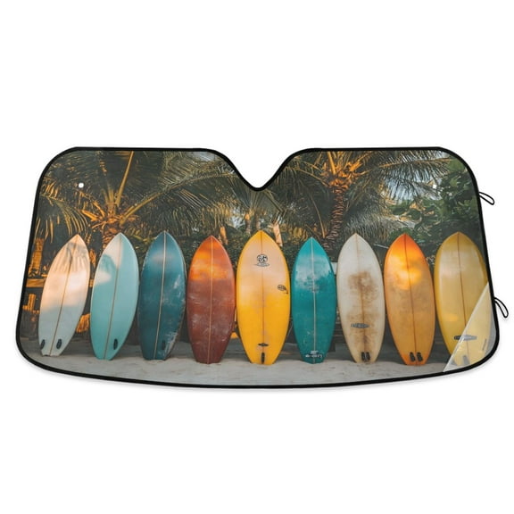 ALAZA Surfboard Palm Beach Pattern Windshield Sun Shade Car Foldable Visor Block UV Rays Protector 55"x27.6"