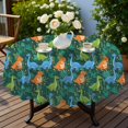 thumbnail image 4 of Dinosaur and Plant Green Pattern Round Tablecloth 70"x70", Wrinkle Resistant Wipeable Table Cover for Kitchen Dining Room Picnic Patio and Party, 4 of 6