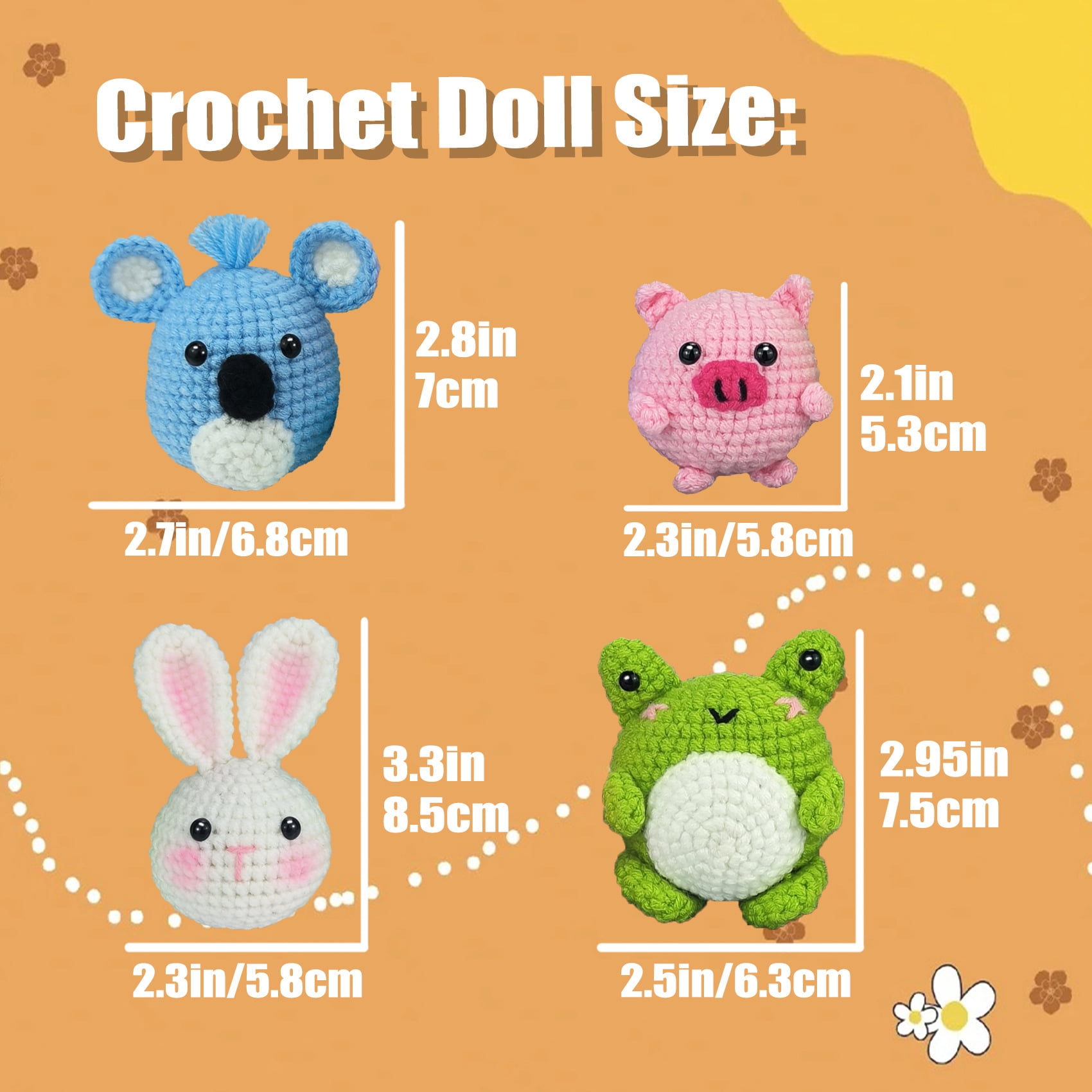 Crochet Kit for Beginners, Crochet Set Kit with Crochet Hooks Yarn Set, Animals Crochet Kit, for Adult Kids with Step-by-Step Video Tutorials and Yarns, Hook, Accessories