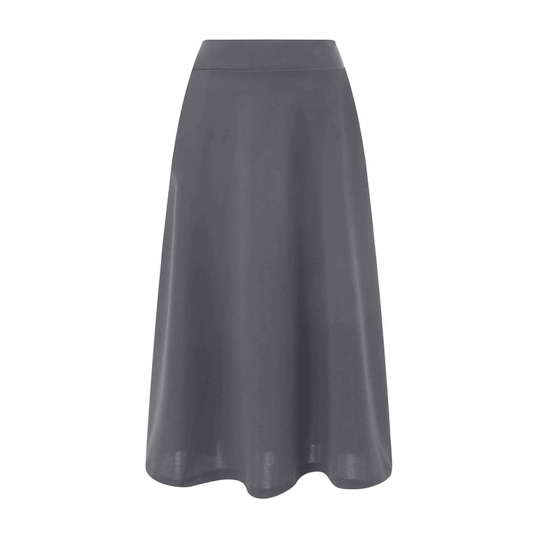 Jdkau Long Flowy Skirts for Women Casual High-Waisted Pleated Maxi Skirt  Solid Long Vintage Skirt with Pockets（Grey,6XL）