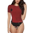 thumbnail image 1 of Balery Minimalist Romantic Dinner Body de cuello redondo de manga corta para mujer Tops de manga corta Tops básicos-Large, 1 of 7