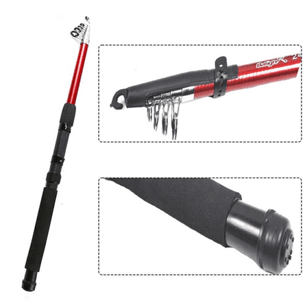 2.4M Telescopic Sea Fishing Rod, Lightweight Fiberglass Portable Fishing Pole for Travel