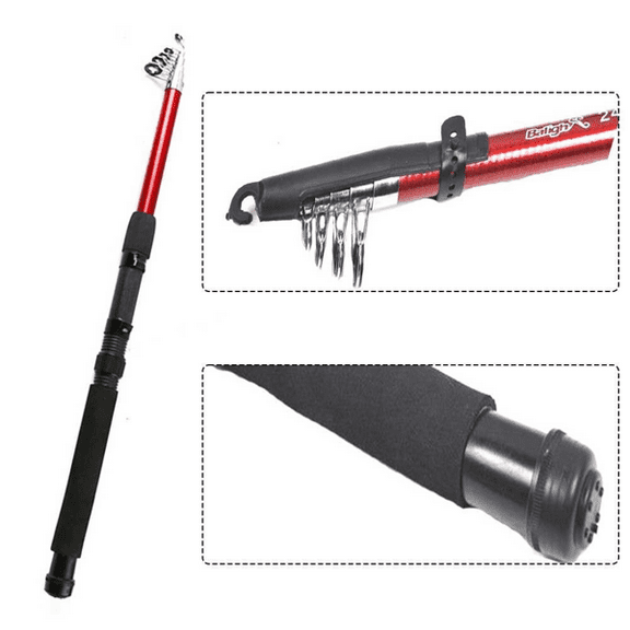 2.4M Telescopic Sea Fishing Rod, Lightweight Fiberglass Portable Fishing Pole for Travel