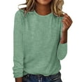 thumbnail image 1 of WTXUE T-Shirts Manches Longues, Col Rond pour Femmes Automne Hiver T-Shirt Rayé Décontracté Vert/rayé m, 1 of 5
