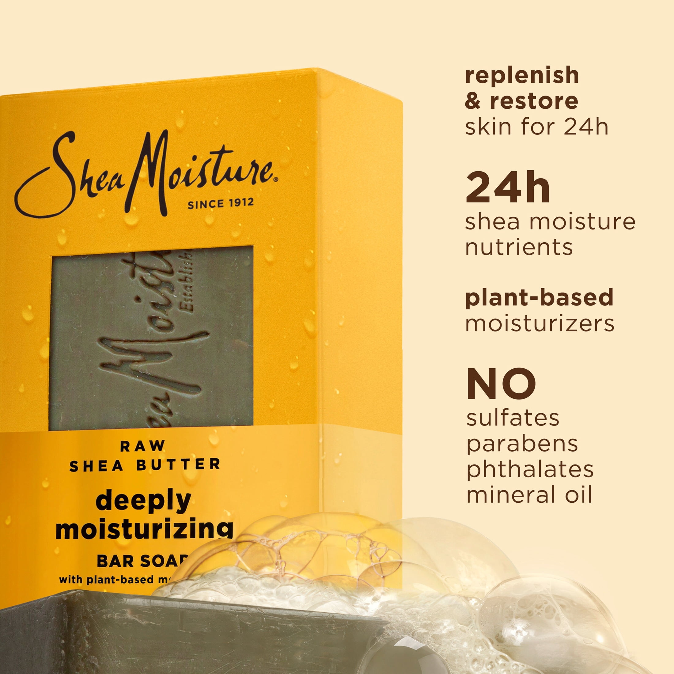 SheaMoisture Bar Soap Moisturize And Restore Dry Skin Raw Shea Butter Deeply Moisturizing Bar Soap With 24h Shea Moisture Nutrients For Healthy, Glowing Skin ,8 oz