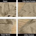 thumbnail image 6 of Kids Boys Solid Color Cargo Shorts Knee Length Multiple Pockets Casual Style Stylish Bottoms for Summer Outdoor Activities Khaki 5 Years-6 Years, 6 of 6