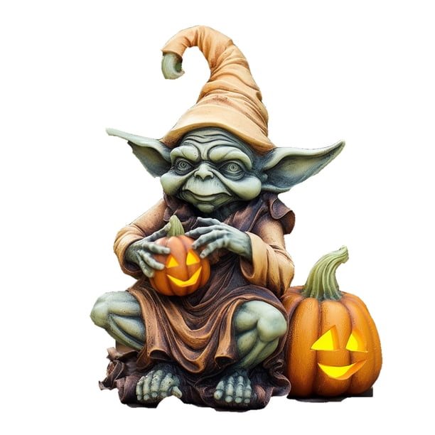 Halloween Calabazas Al Aire Libre Iluminación Electrónica Halloween Calabaza Alienígena Decoraciones Al Aire Libre, Decoraciones de Jardín, Artesanías de Resina