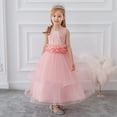 thumbnail image 2 of Vestido Para Niñas, Ropa Para Niñas Pequeñas, Flores De Color Sólido Bordadas, Hilo De Red, Lazo, Fiesta De Cumpleaños, Vestido De Flores, Vestidos Para Niños, Rosa Odeerbi  LM103-8846, 2 of 9