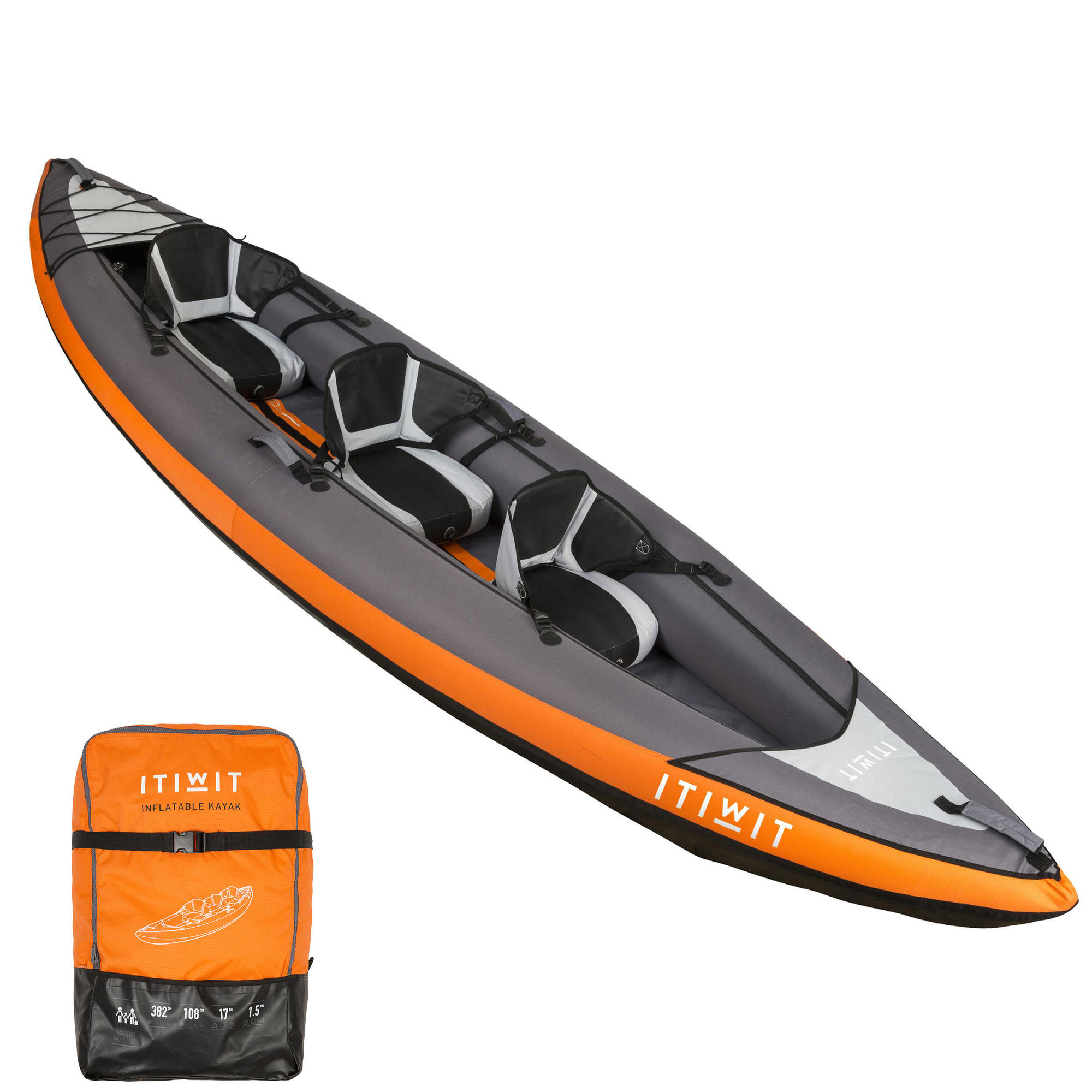 Decathlon Itiwit 2/3 Person Inflatable Cruising Kayak