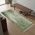 thumbnail image 5 of Area Rug with Tassels 2' x 5', Vintage Green Texture Kitchen Runner Rug for Hallway Bedroom Throw Rugs, Farm Retro Shabby Wall Art Soft Door Mat for Bathroom Entrance Living Room, 5 of 9