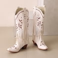 thumbnail image 6 of Dakaela Women Western Cowboy Boots Embroidered Fringe Cowgirl Boots Tassel Riding Country Knee High Boot, 6 of 8