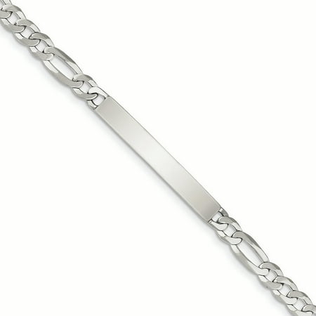 925 Sterling Silver 6.00MM Figoro Link ID Bracelet 8.50 Inches