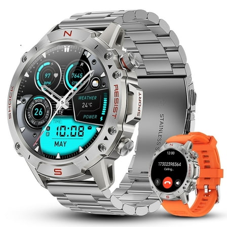 WalkerFit Smart Watch for Men, 1.43" Round AMOLED, 5ATM Waterproof, Long Battery, for iPhone Android