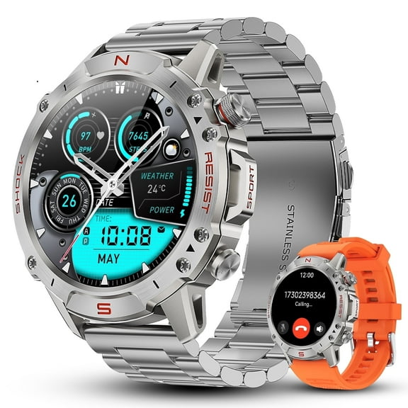 WalkerFit Smart Watch for Men, 1.43" Round AMOLED, 5ATM Waterproof, Long Battery, for iPhone Android