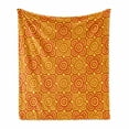 thumbnail image 1 of Ethnic Soft Flannel Fleece Throw Blanket, Traditional Motifs Abstract Blooming Flowers in Warm Colors, Cozy Plush for Indoor and Outdoor Use, 70" x 90", Vermilion Orange Yellow, by Ambesonne, 1 of 6