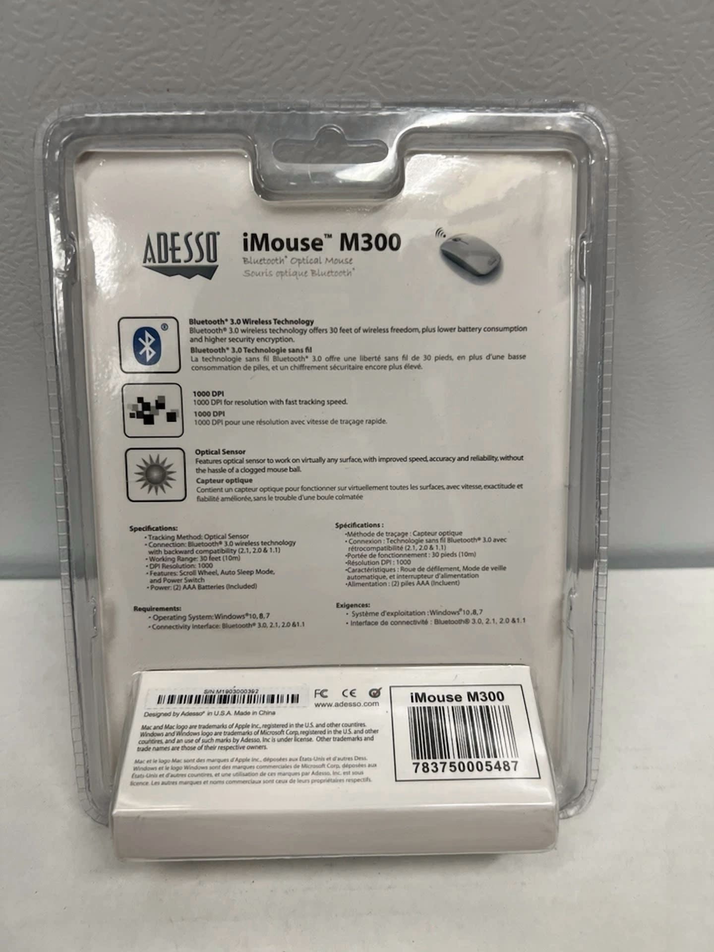 Adesso Imouse M300W Bluetooth Optical Mouse. Brand New, Sealed. Fast Shipping!