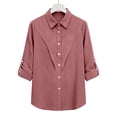 thumbnail image 6 of Tauxra Linen-Look Tunic Blouse for Women, Lapel Long Sleeve Loose Fit Button Down Shirt for Spring and Summer, 6 of 7
