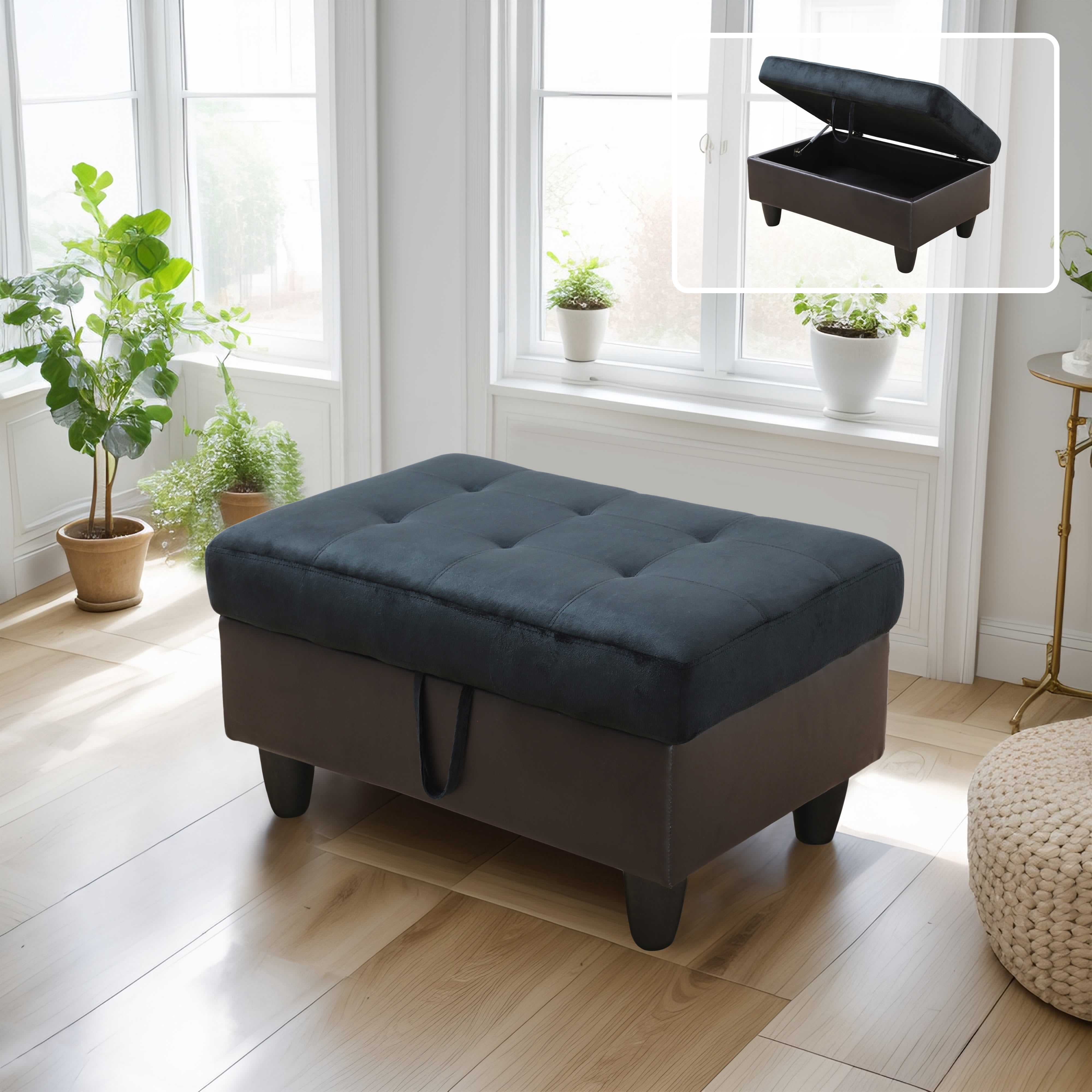 MAYEERTY Sofa Ottoman Footrest with Storage, Multi-Variant Foot Stool for Home, Bedroom, Living Room