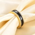 thumbnail image 2 of HIJONES Women's Stainless Steel Cubic Zirconia Inlay Edge Rotatable Half Eternity Ceramic Ring Anxiety Relax Turnable Finger Band Gold Black Size 8, 2 of 5