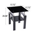 thumbnail image 2 of Tcbosik Modern End Table, 2-Tier Side Table with Tempered Glass Top & Metal Legs, 17.7" Night Stand for Living Room, Bedroom, Black, 2 of 5