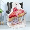 thumbnail image 4 of Dessert Soft Flannel Fleece Throw Blanket, Ink Splatter Watercolor Illustration of Cherry Buttercream Frosting Cupcake, Cozy Plush for Indoor and Outdoor Use, 50" x 60", Multicolor, by Ambesonne, 4 of 5