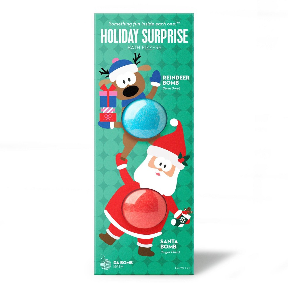 Da Bomb Bath Fizzers Standing Reindeer & Santa Bath Bombs - 7oz/2pk