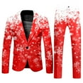 thumbnail image 3 of Men's Suit Christmas Printed and Trousers Casual Loose Trendy Comfortable Business and Foreign Trade Two Piece Set Polyester Elegant for Formal Occasions, 3 of 5