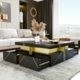 thumbnail image 4 of Modern Black Square Storage Coffee Table With 4 Drawers, 4 of 9
