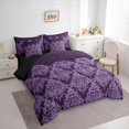 thumbnail image 3 of Manfei Retro Damask Print 7-Piece Twin Bedding Sets,Vintage Baroque Flower Bedding Comforter Set,Purple bohemian Flowers Sheet Sets For Men Women,Ultra Soft Home Decor Reversible, 3 of 8