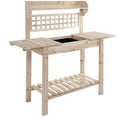 thumbnail image 2 of Outsunny Outdoor Potting Bench Table, Wooden Workstation with Sliding Tabletop, Storage Shelf and Dry Sink, for Greenhouse, Garden, Patio, Natural, 2 of 9