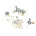 thumbnail image 1 of 4pcs Wedding Handmade Fashion Hair Comb Set Floral Bridal Headpiece Hair Accessories Rhinestone Bridal Hair Comb Bridal Hair Pin Bride Wedding Hair Clip Wedding Dress Accessories ( Blue ), 1 of 3