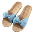 thumbnail image 3 of ZTTD Women's Summer Home Indoor Non Slip Color Linen Flat Bottom Comfortable Slippers Blue, 3 of 8