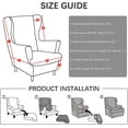 thumbnail image 5 of SHANNA Waterproof Wingback Chair Cover, Stretch Jacquard Wing Chair Slipcovers 2 Piece, Wingback Armchair Sofa Furniture Protector, Dark Gray, 5 of 7