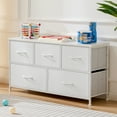 thumbnail image 5 of CONCETTA 5 Fabric Dresser with 5 Storage Drawers, TV Stand with Wooden Top Metal Frame for Clothes, Living Room, Hallway, Entryway, White, 5 of 8