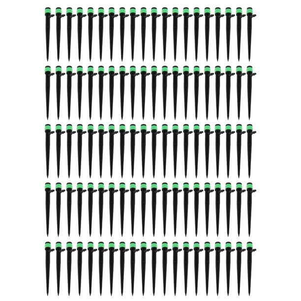 100 Uds emisores de goteo pulverizador de goteros de flujo de agua ajustable de 360 grados para sistema de riego de cama de césped de Patio 13cm/5,1 pulgadas verde