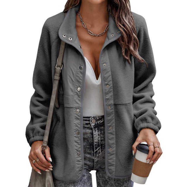 REDHOTYPE Veste à Boutons Manches Longues pour Femmes avec Poches